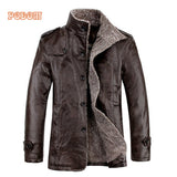 England Style Faux Fur  Thicken Leather Jacket - Offy'z6