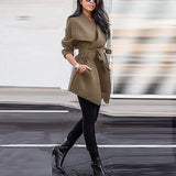 Ruffled Lapel Women'z trench-coat - Offy'z6