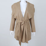 Ruffled Lapel Women'z trench-coat - Offy'z6