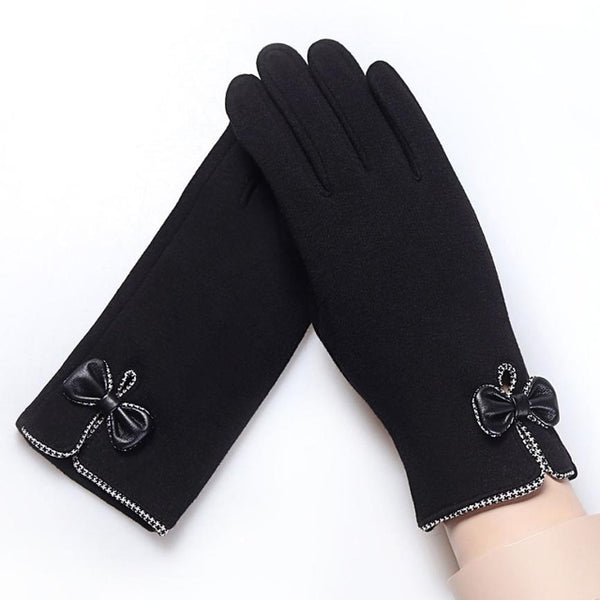 Flower Bow- tie Winter Gloves Women'z
