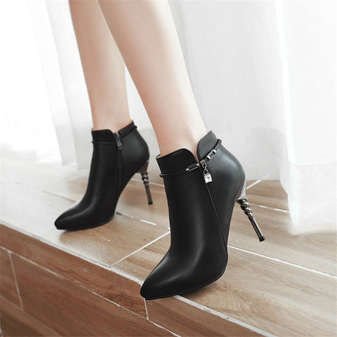 Pointed Toe High Heel Pumps Ladies Zippers