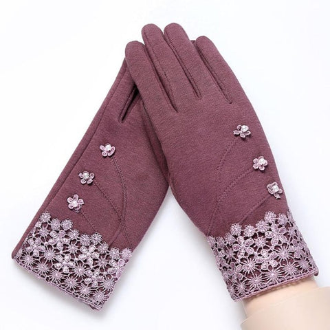 Flower  Fashion Winter  Gloves Women'z