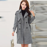 Women's Lapel Neck Plaid Coat - Offy'z6