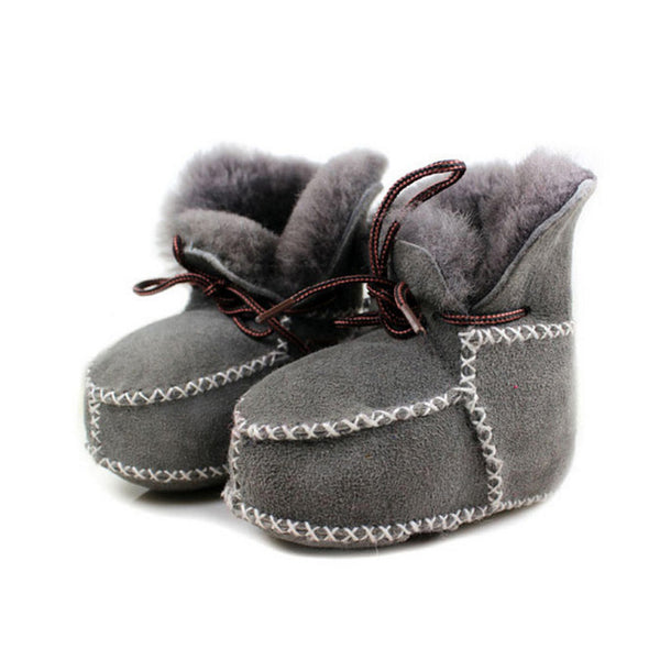 TouchCare Baby Winter Sheepskin Fur First Walkers Infant Genuine Leather Boots Newborn Boys Girls Real Wool Shoes Moccasins