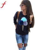 Winter Blouse Women Sweatshirt Kawaii Pompon Long Sleeve Causal Pullovers Plush Ball Blusas Streetwear sudaderas mujer #LSW - Offy'z6