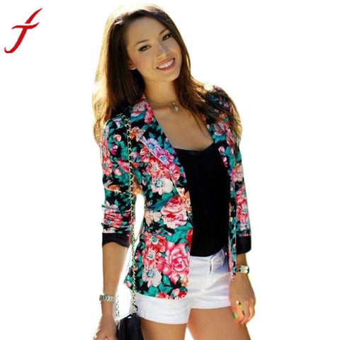 Women's Long Sleeve Floral Slim Suit