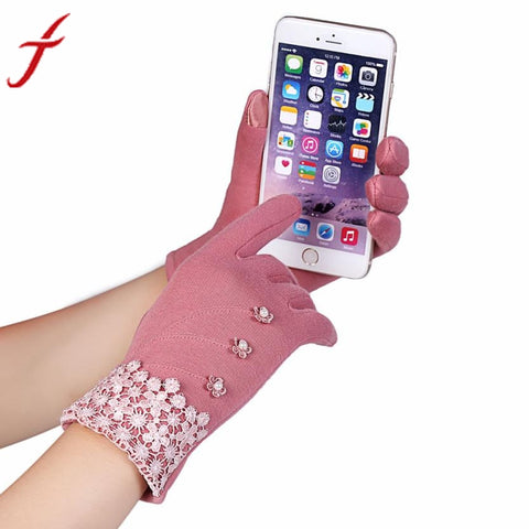 Lace Decoration Screen Winter Warm Gloves