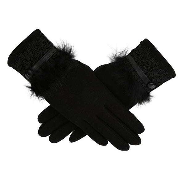 Women's Winter Gloves Solid Color Warm  Glove Cashmere Full finger gloves