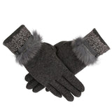 Women's Winter Gloves Solid Color Warm  Glove Cashmere Full finger gloves - Offy'z6