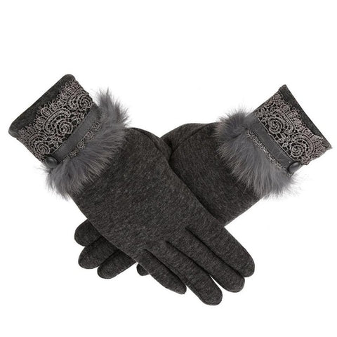 Women's Winter Gloves Solid Color Warm  Glove Cashmere Full finger gloves