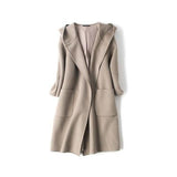 Winter Hooded Wool Coat Cashmere Coat 2017 Autumn And Winter New Wool Warm Woolen Jacket Fashion Simple Lady Red Coat17020 - Offy'z6