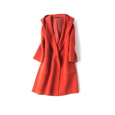 Winter Hooded Wool Coat Cashmere Coat 2017 Autumn And Winter New Wool Warm Woolen Jacket Fashion Simple Lady Red Coat17020
