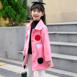UOIPAE Winter Jacket Kids Casual Dot Hairball Girls Coat And Jacket Long Sleeve Single-breasted Simple Kids Clothes 5759W - Offy'z6