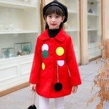 UOIPAE Winter Jacket Kids Casual Dot Hairball Girls Coat And Jacket Long Sleeve Single-breasted Simple Kids Clothes 5759W - Offy'z6