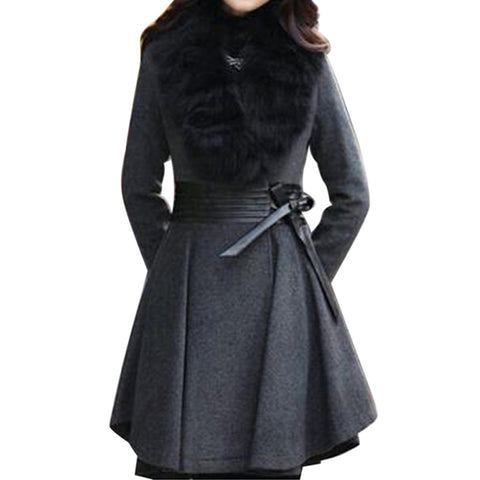 Fur Collar Outwear Overcoat