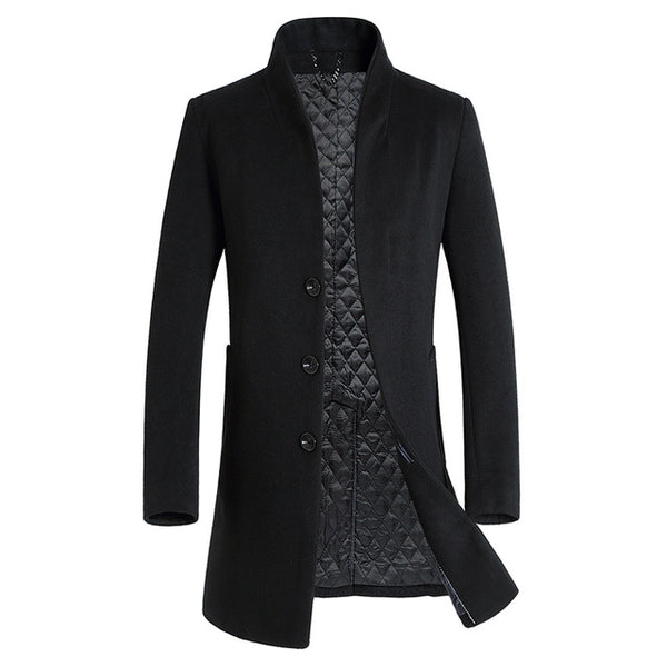 Business / Casual Peacoat Single Breasted Long Wool